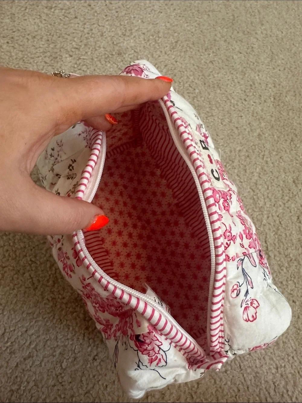 C·B Positano Pink Floral Quilted Travel Cosmetic Bag